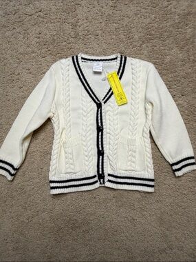 Amazon Cream Cable Knit Cardigan with Black Trim